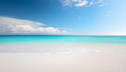 Beautiful tropical beach, blue summer sky and white sandy ocean