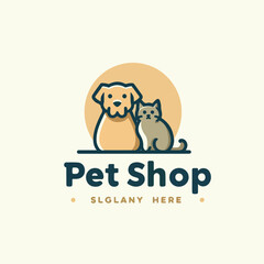 vector dog and cat logo with pet shop text