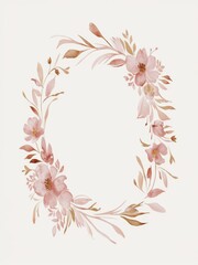 Obraz premium Watercolor Floral Border Frame on White Background - Invitations, Weddings, Stationery
