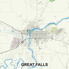 Great Falls, Montana, United States map poster art