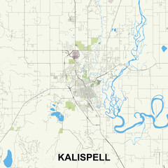 Kalispell, Montana, United States map poster art