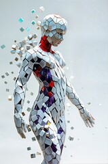 female figure composed entirely of cubes  - 1