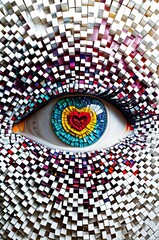 eye figure composed entirely of cubes  - 1