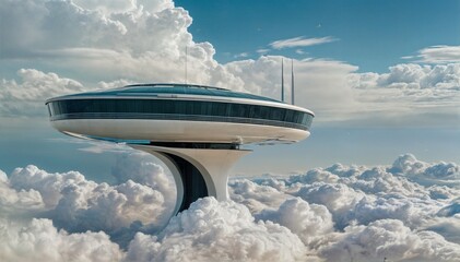 A futuristic space station in sky  - 1