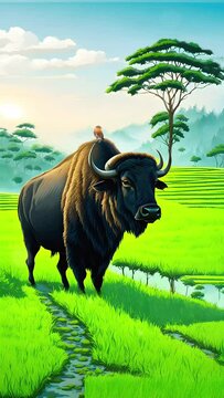 buffalo in the rice fields