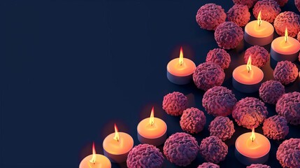 Candlelight in cancer darkness flat design top view, renewal theme, animation, vivid
