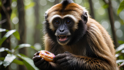 Fototapeta premium AI image generated Lar Gibbon