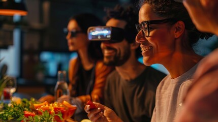 A group of coworkers come together for a virtual cooking teambuilding event bonding over delicious food and a fun immersive experience.