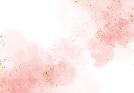 Abstract pink watercolor art background Watercolour brush strokes.Pastel pink watercolor paint brush glitter gold for wedding elements. artistic design templates for invitations , posters, cards.