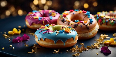 Appetizing Colorful Creamy Tasty Donut with Bursting Ingredients and Rich Texture
