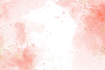 Abstract pink watercolor art background Watercolour brush strokes.Pastel pink watercolor paint brush glitter gold for wedding elements. artistic design templates for invitations , posters, cards.