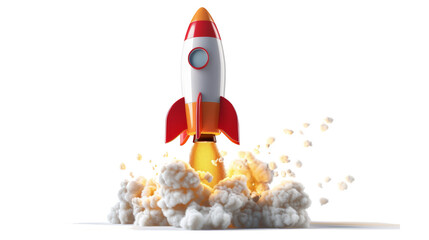 3D icon of a rocket isolated on transparent background,png