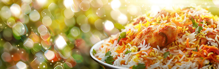 Arabian biriyani culinary flavorful traditional spices Festive Celebration Royal with blurred background
