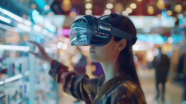 In the technology department the shopper is able to test out virtual reality headsets and other gadgets before making a purchase.