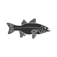 Barramundi Icon Silhouette Illustration. Fish Vector Graphic Pictogram Symbol Clip Art. Doodle Sketch Black Sign.