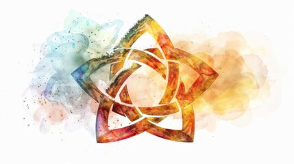 sacred triquetra holy trinity symbol in watercolor style on clean white background