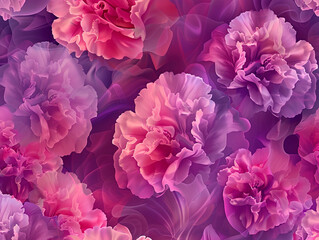 Close up view of lovely red carnations blooming in the flower field on a beautiful spring day (shallow focus and blurred background effect) For special occasions, especially Mother's Day and weddings