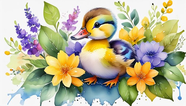 watercolor baby duck clipart for graphic resources
