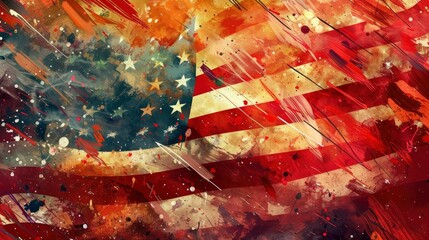 Obraz premium American flag, American Culture, vibrant fantasy illustrations bursting with imagination, romanticism, UHD.