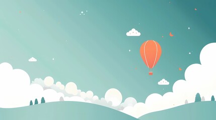 a hot air balloon with a red balloon in the sky, Generative AI illustrations.