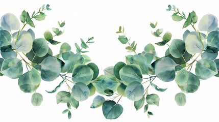 a watercolor painting of green branches and leaves, Generative AI illustrations.
