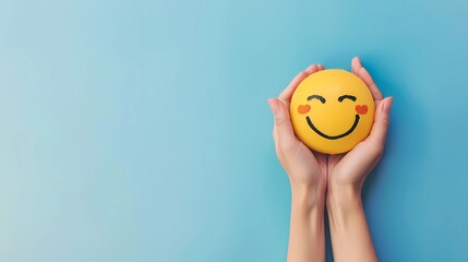 a yellow smiley on hand, Generative AI illustrations