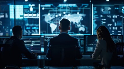 A team of cybersecurity professionals use advanced AI technology to simulate potential attacks and strengthen their defenses against future threats.