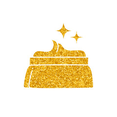 Beauty product icon whitening cream, sun protection, skin whitening drawing in gold color style