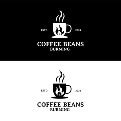 Cozy Coffee Shop Logo Design with Hot Delicious Roasted Coffee Beans and Smoky Aroma