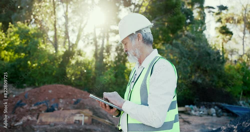 Leinwandbilder architecture, communication and businessman with tablet for project, development and digital report.