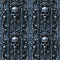 Eerie Dark Grunge Skull Wall Texture. Seamless Repeatable Background