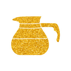 Drinking serving jug coffee, tea, milk, chocolate beverage drawing in gold color style