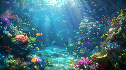 Enchanting underwater seascape with vibrant marine life
