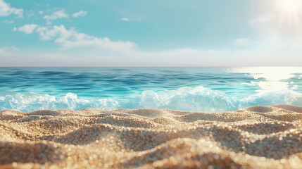 Serene beach landscape with sparkling waves