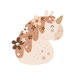 Cartoon unicorn. decor elements. Colorful vector illustration for kids, flat style. baby design for card, print, poster, cover.