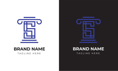Monogram s law firm bussines tax money logo template