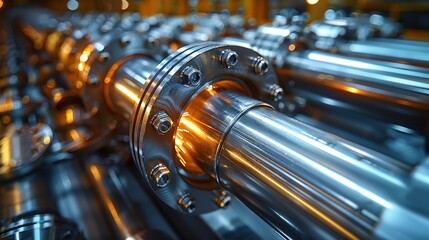 Industrial Background, Close-up of welded seams on large industrial pipes, with a focus on the craftsmanship and precision of the welding. Illustration image,