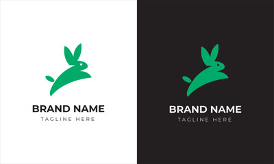 Rabbit jump run logo template