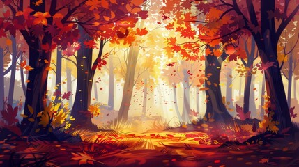 Obraz na płótnie Canvas Vibrant autumn colors transform a forest into a breathtaking view.