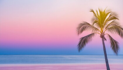 Obraz premium Beautiful sunset on a beach, tropical palm trees