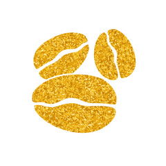 Coffee beans drawing in gold color style