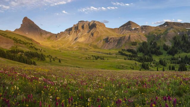 Golden hour in the San Juans of Ridgway Colorado near Mt Wetterhorn and Wetterhorn Basin