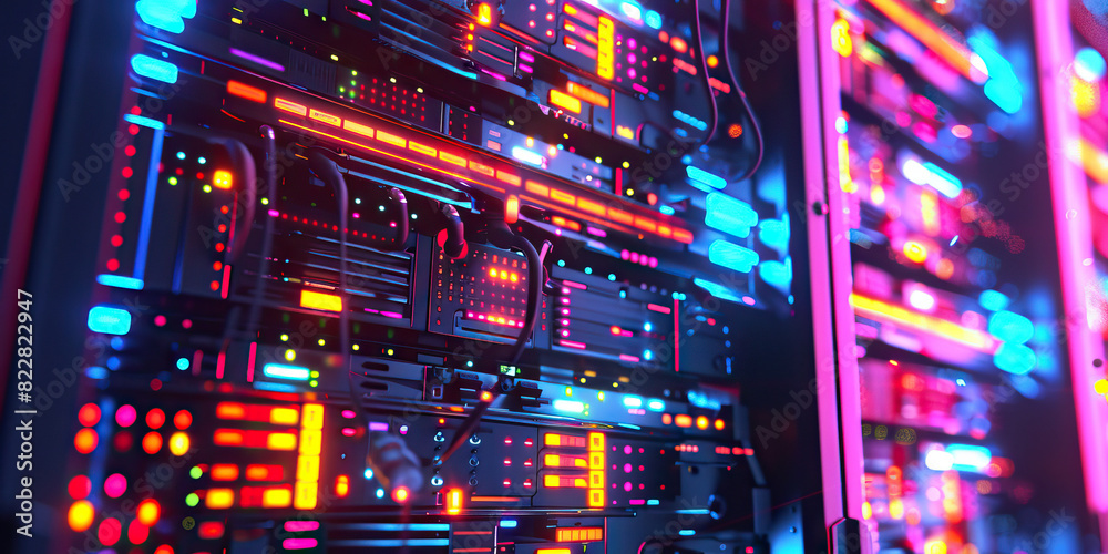 Wall mural the code based universe: a universe of code, consisting of spinning hard drives, blinking server rac