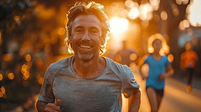 Family participating in a local sports event or marathon