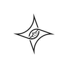 A face is shown in the center of a star logo design vector illustration