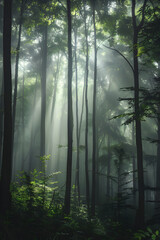 Fog-enshrouded Forest: A Mystical Symphony of Tranquillity and Wilderness