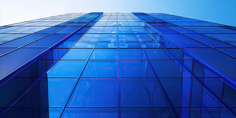 Obraz premium Vast Cobalt Vault: A towering cobalt-blue data center housing immense stores of digital information, secured by state-of-the-art technology