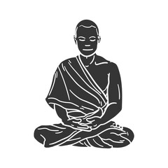 Buddhist Icon Silhouette Illustration. Religion Vector Graphic Pictogram Symbol Clip Art. Doodle Sketch Black Sign.