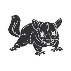 Brushtail Possum Icon Silhouette Illustration. Australian Animals Vector Graphic Pictogram Symbol Clip Art. Doodle Sketch Black Sign.