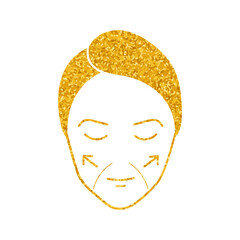 Women beauty face plastic surgery cheeks augmentation drawing in gold color style